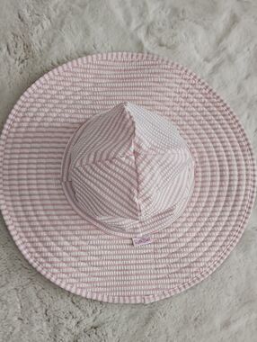 RuffleButts Light Pink and White Striped Sun Hat